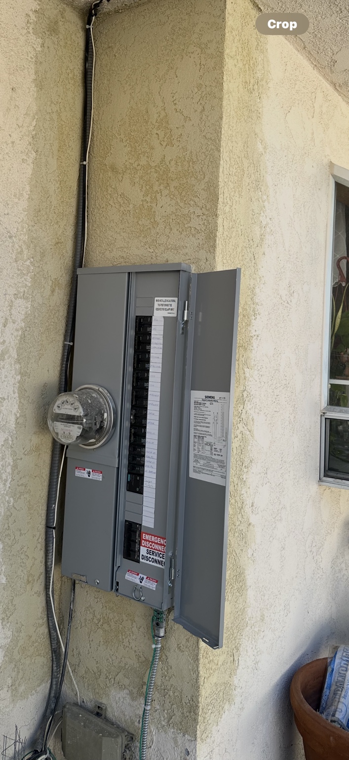 Siemens electrical panel installed on an exterior wall