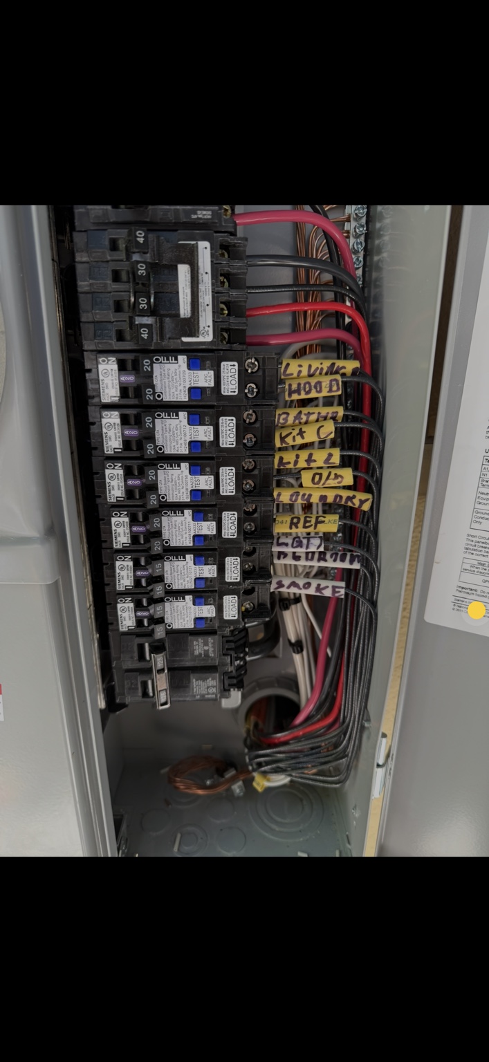 Organized conductors and breakers inside an electrical panel